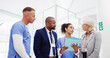 © peopleimages.com - Collaboration, medical and meeting with hospital manager speaking to staff for healthcare planning. Administration, conversation and management with professional talking to medicare team in clinic