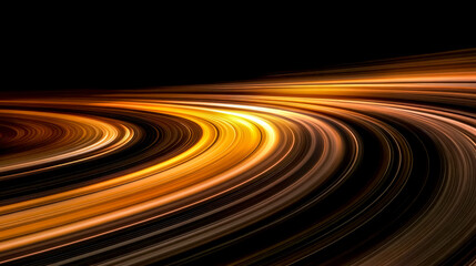 Wall Mural - golden rings rotating around planet creating abstract light trails