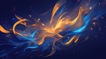 Wall Mural - Abstract swirling patterns in warm colors. Set against a dark gradient background. Emphasizing energy and movement. Ideal for dynamic visuals.