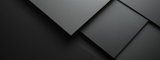 Wall Mural - Abstract minimalist wallpaper with intersecting geometric forms on black background. Featuring white space in the center for text, ideal for design templates and modern banners.