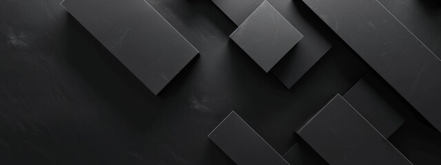 Wall Mural - Abstract minimalist wallpaper with intersecting geometric forms on black background. Featuring white space in the center for text, ideal for design templates and modern banners.