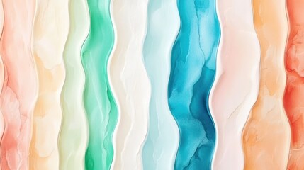Aufkleber - Vibrant Watercolor Waves in Soft Pastel Colors for Creative Backgrounds and Designs
