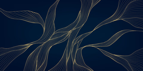 Wall Mural - vector gold abstract wave background, luxury curve graphic card, line premium shape banner, geometri