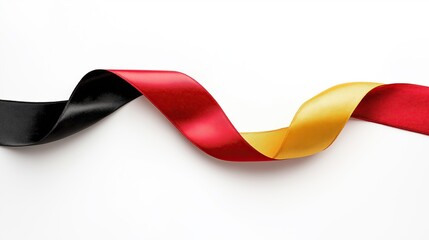 Wall Mural - red, yellow and black ribbon or banner. The ribbon is made of a shiny, satin-like material and has a smooth texture.