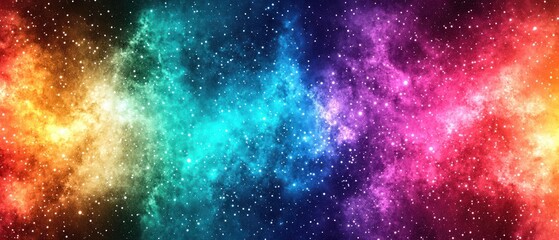 Fototapete - Vibrant Colorful Cosmic Background with Stars and Nebulae for Space Themed Designs