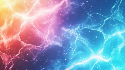 Poster - Abstract Colorful Cosmic Background with Vibrant Energy Patterns and Twinkling Stars