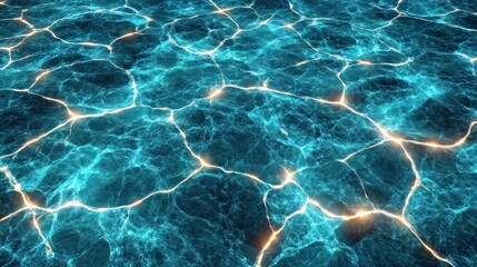 Aufkleber - Luminous Blue Water Surface with Radiant Patterns Reflecting Tranquil Nature in Stillness