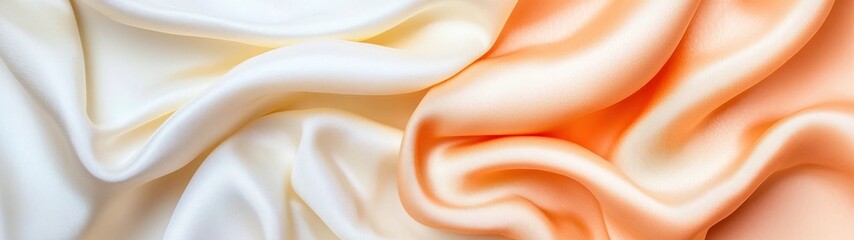 Fototapete - Elegant and Smooth Textured Fabric with Subtle Hues of White and Orange for Creative Projects