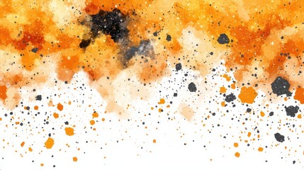 Aufkleber - Vibrant Abstract Watercolor Background with Orange, Black, and White Splashes and Splotches