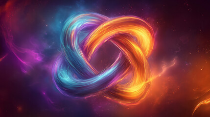 Wall Mural - Abstract background with a 3d colorful twisted knot shape