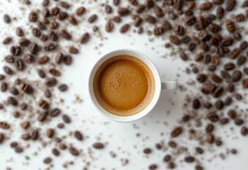 Top view of a cup of coffee. generative AI