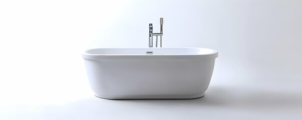 Wall Mural - Modern bathtub, white, studio, clean