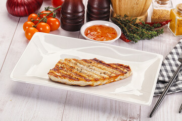 Wall Mural - Grilled turkey fillet steak with sauce