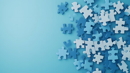 Wall Mural - Abstract puzzle data visualization pieces assembling in a modern digital concept.
