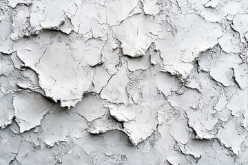 Poster - Textured Surface of Cracked White Plaster with Flaking Paint and Grunge Appearance