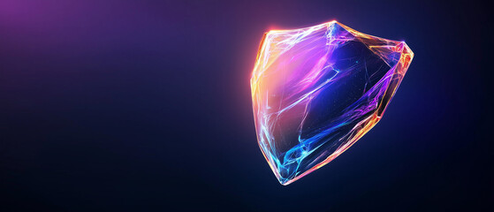 Aufkleber - Glowing abstract shield design with vibrant colors on dark background
