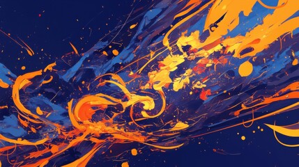 Wall Mural - energetic abstract background with vivid, high-contrast colors and fluid shapes. featuring a dynamic