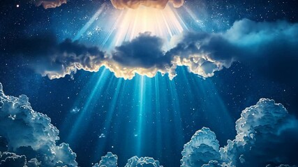 Wall Mural - celestial rays: divine light pierces through dark clouds, creating a breathtaking celestial scene fi