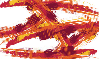 Wall Mural - abstract white and orange grunge background with and halftone style. brush stroke illustration for b
