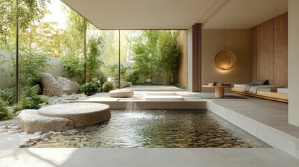 Wall Mural - Serene zen garden indoor water feature