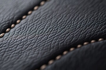 Wall Mural - This refined black leather texture features soft-focus details with raised stitching, creating an elegant background ideal for branding purposes while remaining unobtrusive