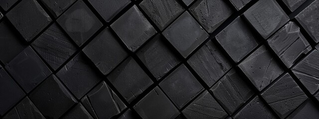 Wall Mural - Abstract minimalist wallpaper with repetitive geometric motifs on black background. Featuring white space in the center for text, ideal for design templates and modern banners.