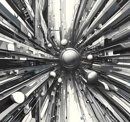 Wall Mural - illustration of abstract technology background.
