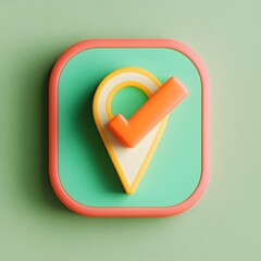 3D Location Check Icon on Pastel Background