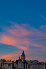 Wall Mural - galata tower in istanbul. galata kulesi or galata tower with dramatic sky