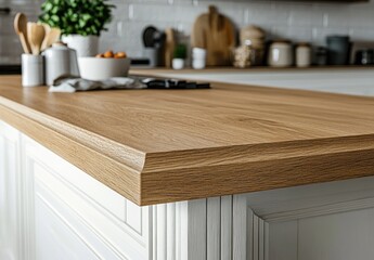 Wall Mural - Oak kitchen countertop detail, modern kitchen background