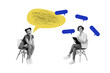 © deagreez - Sketch image composite trend artwork photo collage of textbox mind bubble cloud speech banner women sit talk say thoughts mental health