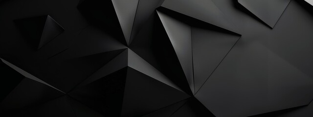 Wall Mural - Abstract minimalist wallpaper with sharp geometric angles and shapes on black background. Featuring white space in the center for text, ideal for design templates and modern banners.