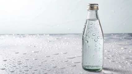 Wall Mural - Glass Bottle of Water on White Background