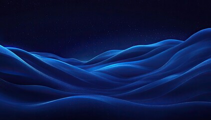 Poster - Abstract Blue Waves Landscape at Night