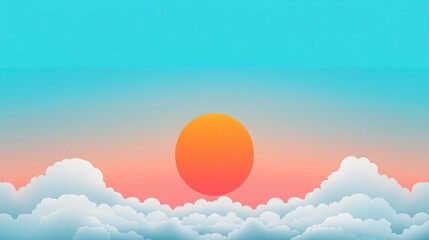 Poster - Beautiful sunset with colorful clouds and sun setting in the evening sky over a tranquil landscape