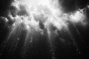 Wall Mural - Dramatic Black and White Rain Cloudscape
