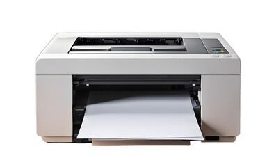 Poster - A desktop printer with a paper tray, isolated on a empty plain background