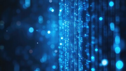 Abstract digital data stream cascading, blurred background
