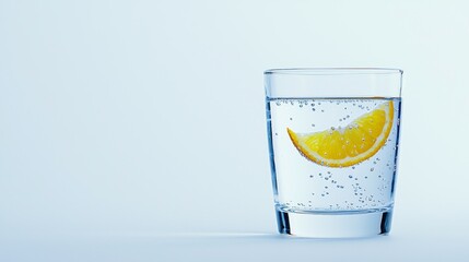 Poster - A glass of water with a slice of orange in it