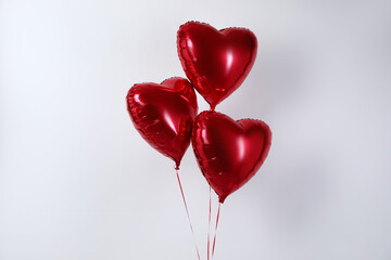 Sticker - Heart-shaped red balloons on light background. Valentine's day