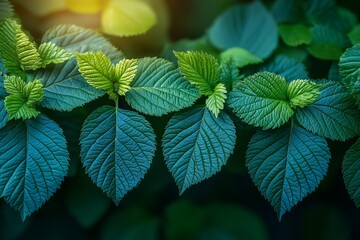 Wall Mural - These natural green leaves act as a serene spring backdrop, perfect for a cover page in a greenery-themed ecology wallpaper