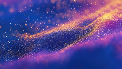 Abstract digital particles, wavy, vibrant colors, bokeh background