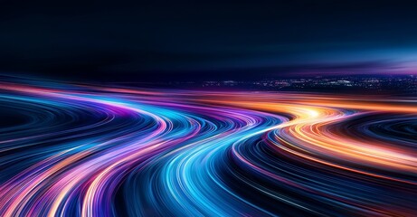 Wall Mural - abstract background of night lights on the street, long exposure shot