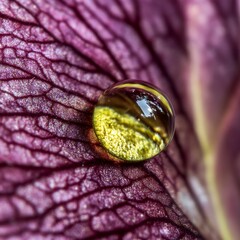 Poster - A close up of a drop of water on a purple leaf