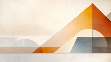 Wall Mural - Abstract Geometric Design With Orange Brown And Grey Shapes