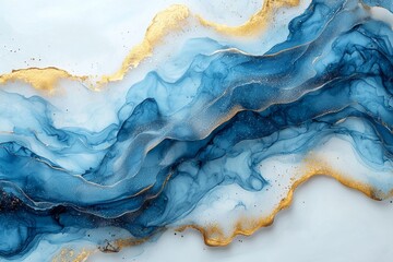 Poster - A meticulous original painting in marble ink abstract art with an abstract background. The painting is executed on high-quality paper to create a smooth marble ombre effect using alcohol ink