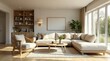© Mali - Serene Minimalist Living Room with Natural Light and Neutral Tones Featuring a Comfortable Sectional Sofa and Stylish Wooden Accents