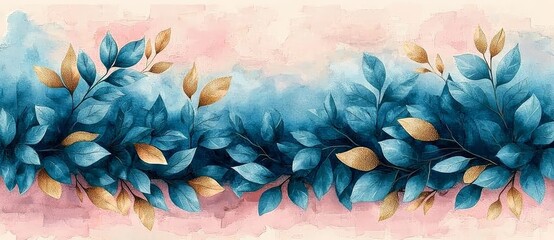 Wall Mural - Create a colorful poster background with a modern illustration that includes exotic plants, branches, and art prints ideal for beauty, fashion, natural products, wellness, wedding, and event