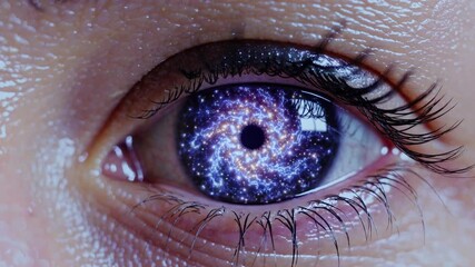 Fototapete - a cosmic eye with glowing nebula-like textures in the iris, creating a mesmerizing and futuristic effect