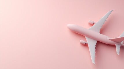 Canvas Print - A white airplane on a pink background